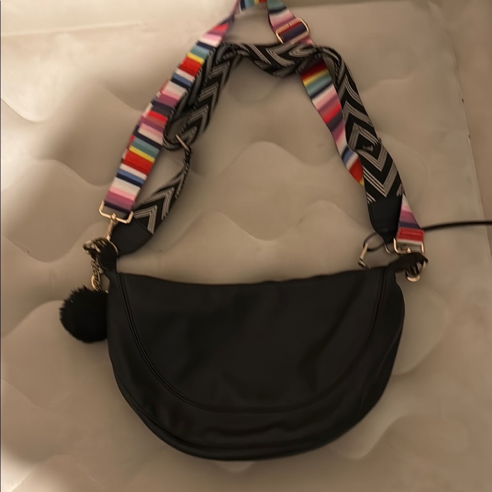 Black Women's ANTHROPOLOGIE Bag with Colorful and Black and White Strap